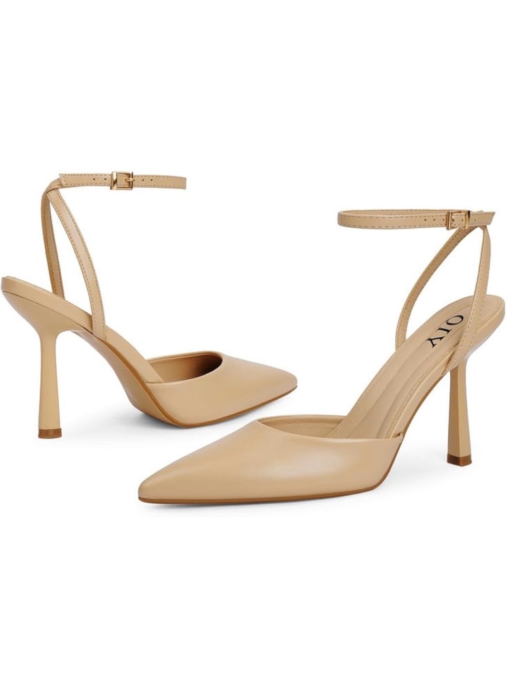 Closed Toe Ankle-Strap Pumps in Nude